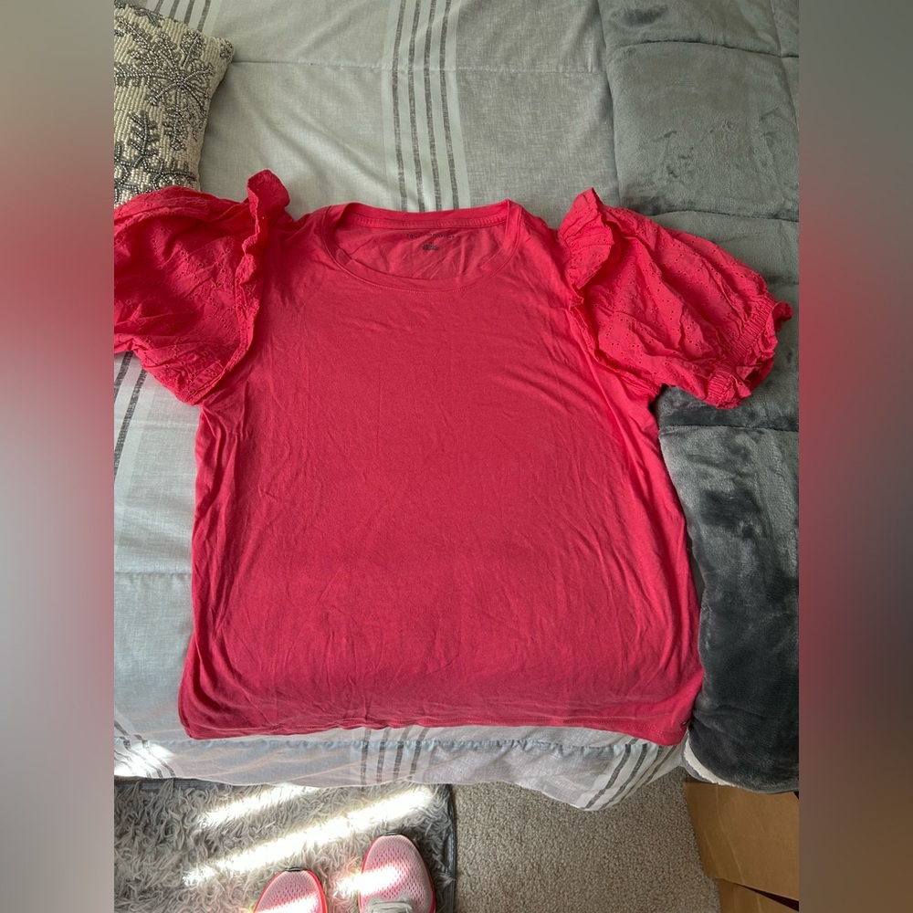 Tommy Hilfiger Vibrant Pink Blouse with Ruffle Sleeves